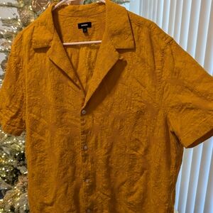 Express Mustard Textured Men's Button Down